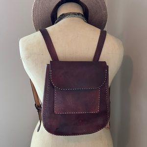 Handmade leather backpack.